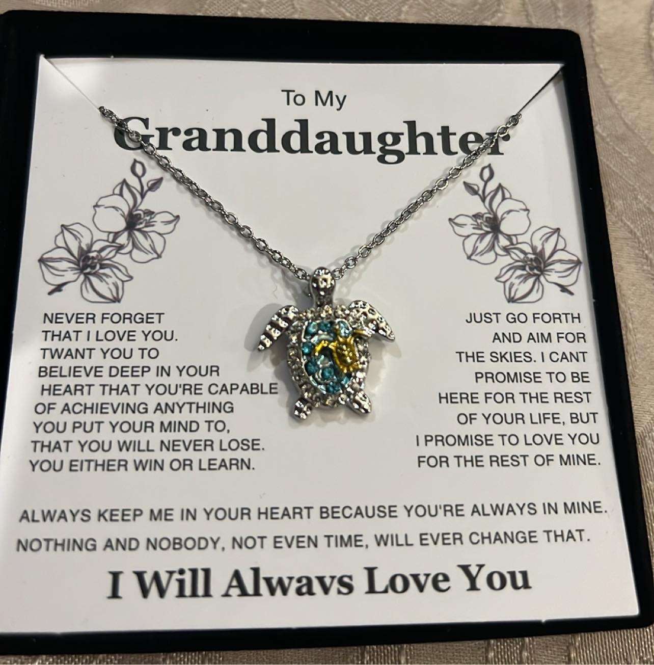 Granddaughter Turtle necklace