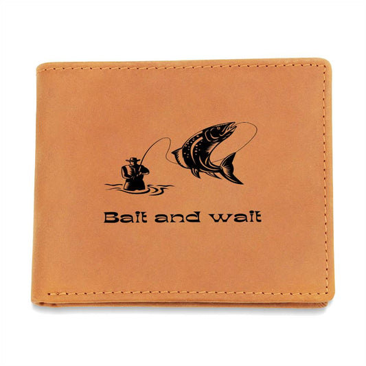bait and wait leather wallet