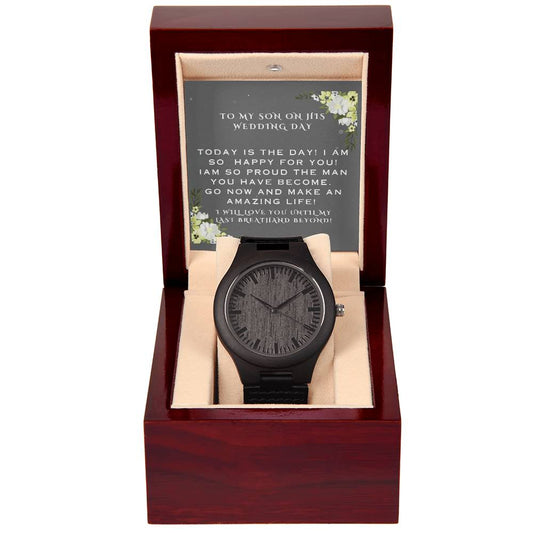 To my son on his wedding day wooden watch