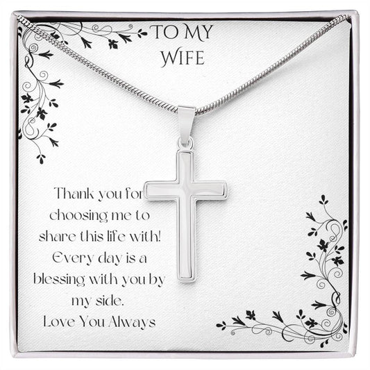 To my wife cross necklace